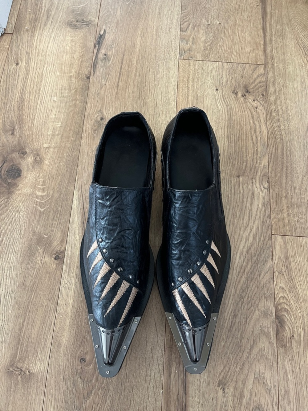 Men's Black Derby Oxfords with Metal Toe Accent